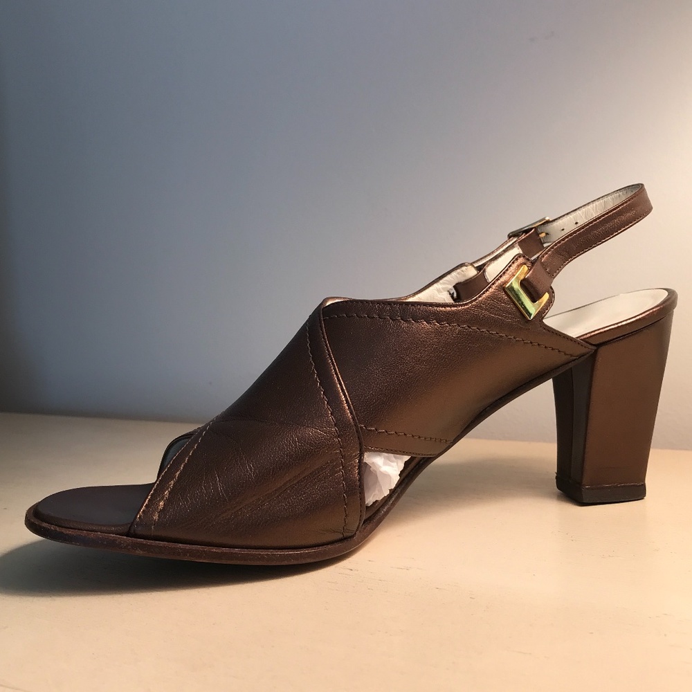 CASADEI BRONZE LEATHER SANDALS